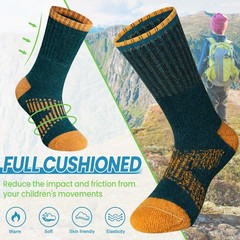 WEVIAS Kids Merino Wool Hiking Socks Boys 8-12 Years, 6 Pairs Colorful X