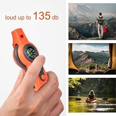 Emergency Survival Function Whistle, Outdoor Multifunctional Tool Safety Orange