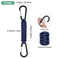 5-Pack Braided Paracord with Clips, 7.9 Inch Paracord Lanyard[Navy Blue]