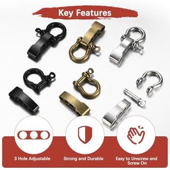 Paracord Bracelet Shackle Buckle [PCS] – Adjustable Metal O Bow 10 Black
