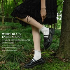 SEMOHOLLI Women Ruffle Socks, Casual Cute Ankle Socks 5-7.5, White-4 Pairs