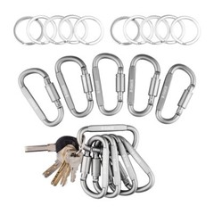 D-FantiX Carabiner KeychainLocking Carabiner Clip with Key Rings Silver 10