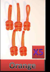 5 Lot 550 Paracord Zipper Pull / KeyChains ~2.5″ – Orange