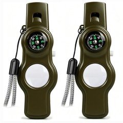 Emergency Survival Safety Whistle，Whistle for Kids with Lanyard,Compass,Therm…