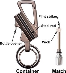 Portable Permanent Match Keychain Lighter & Bottle Opener for Outdoor Adventures