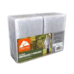 Emergency Poncho Disposable Raincoat 10 Pack Waterproof Reusable Lightweight