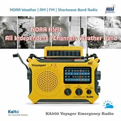 Kaito KA500 Voyager Solar Crank Emergency Weather Alert Radio Bundle with Case