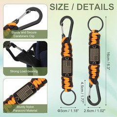 Paracord Keychain Carabiners Clip, 2Pcs& 19.7/6″ & Orange and Black