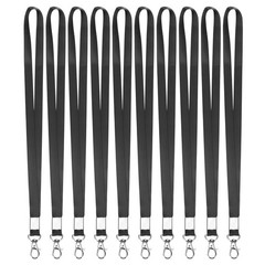 10Pcs 16.9″ Polyester Flat Lanyard with Lobster Clasp for Keys, Black