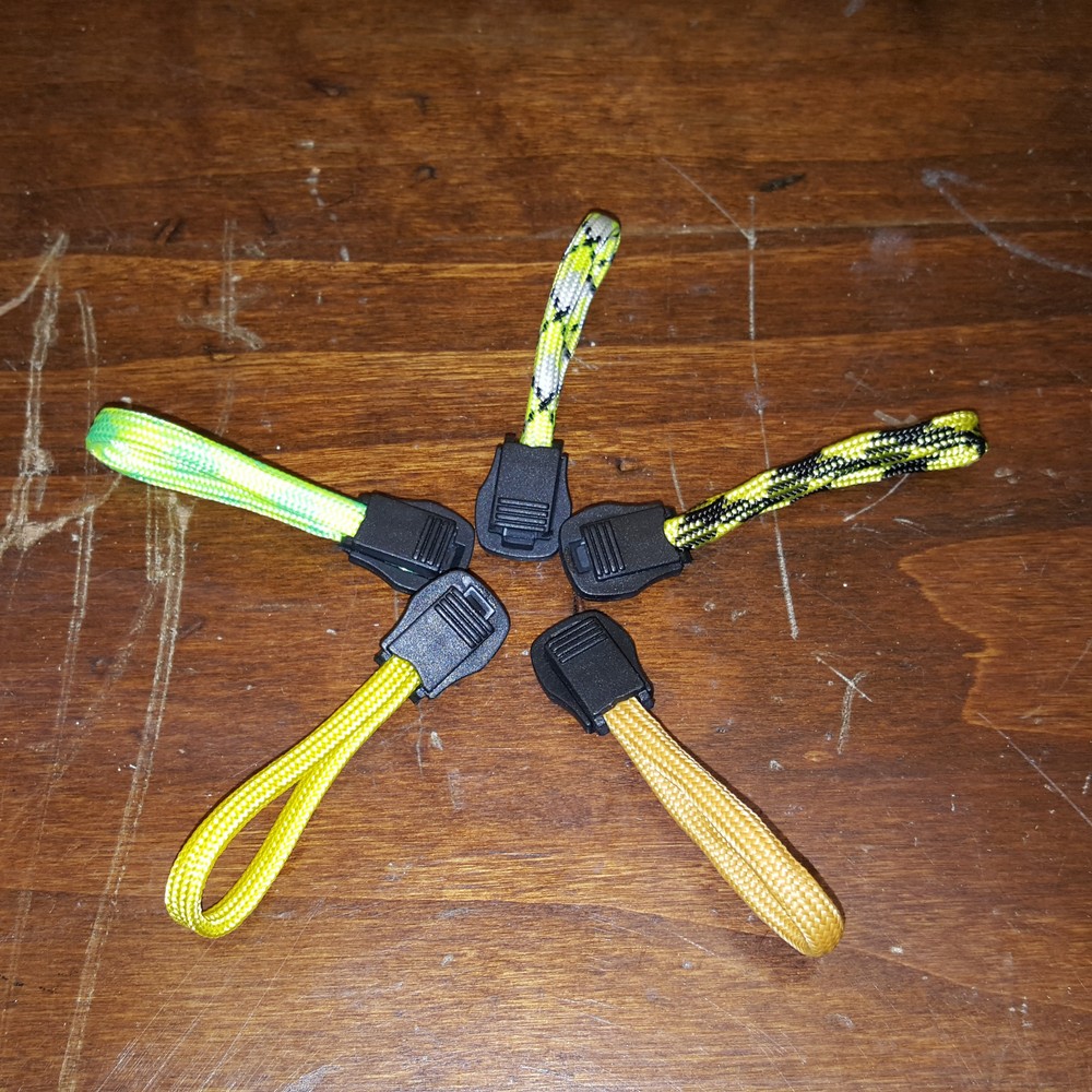 5 Pack Yellow Paracord Zipper Pulls for Backpacks Jackets Luggage Survival Kits