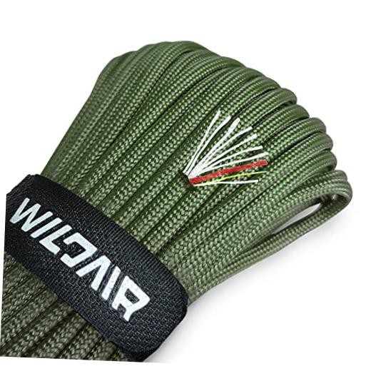 WILDAIR Paracord Survival Paracord Parachute Fire Cord Survival 25FT Army Green