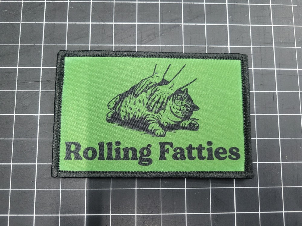 Rolling Fatties 2″x4″ EDC patch hook backed. Queen of Hanks patch