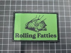 Rolling Fatties 2″x4″ EDC patch hook backed. Queen of Hanks patch