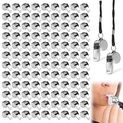 Stainless Steel Whistle W/ Lanyard Bulk Emergency Loud Sound Referee 110PC