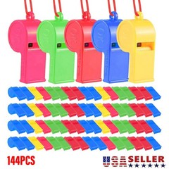 144PCS Plastic Whistles Bulk Whistles Training Sports Whistles with Lanyard USA