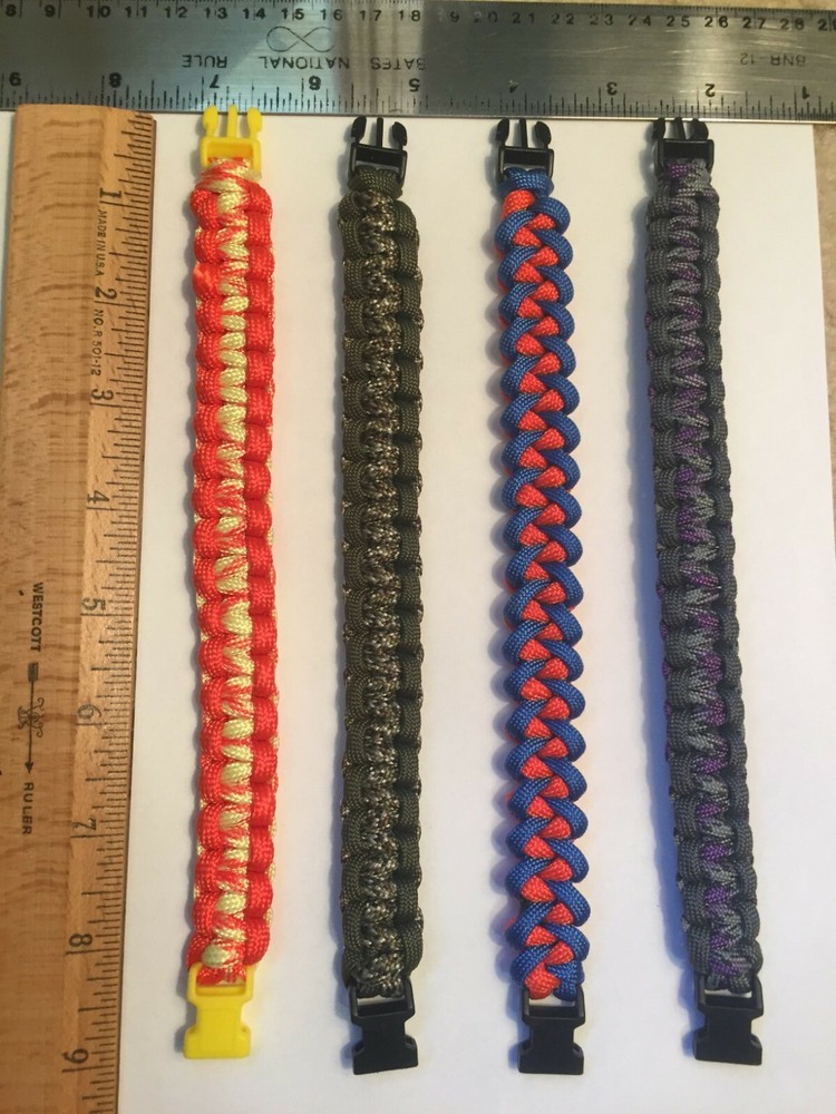 Paracord Bracelets, Set of 4, Assortment, Fashion + Survival