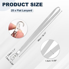 25Pcs 18.1″ Polyester Flat Lanyard with Lobster Clasp for Keys, Gray