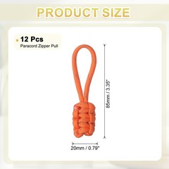 12Pcs Reflective Paracord Zipper Pull, 85 mm Length for Backpacks, Orange
