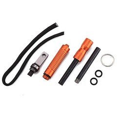 Waterproof Ferro Rod Fire Starter, Flint Steel Magnesium Rod EDC Gear, orange
