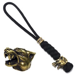 Paracord Knife Lanyard with Brass Wolf-Head Bead Paracord Lanyard for Knife EDC