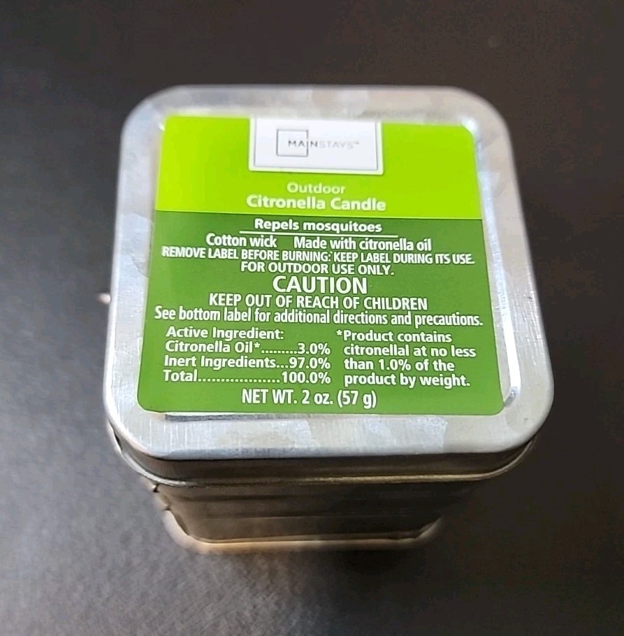 Citronella Candle Small Metal Tin Outdoor Mainstays