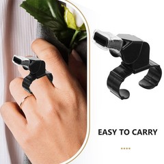 4Pcs ABS Loud Dual Tone Whistles for Coaches Referees with Finger Ring Black
