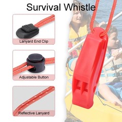 Safety Whistle 4 Pack, Loud Shrill Emergency Whistle, Reflective Lanyard, Orange