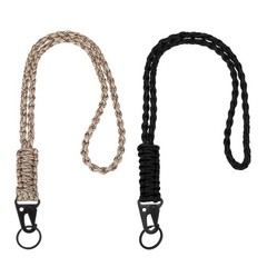 Paracord Lanyard, 2Pcs & Black/Desert Camouflage Fit for (Keys Whistle)
