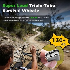 3-Tube Loud Whistle for Emergency Survival, 130db+ High Titanium (Matte1 Pack)