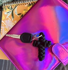 New Handcrafted Paracord Cross Black Key Ring Fishing Camping Survival Tool Gift