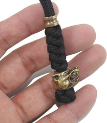 Paracord Knife Lanyard with Brass Wolf-Head Bead Paracord Lanyard for Knife EDC