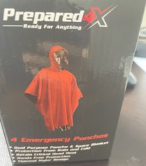 4 EMERGENCY PONCHOS, DUAL PURPOSE PANCHO AND SPACE BLANKET ,GOLDEN STICKER