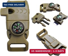 CooBigo 5/8″ Compass Whistle Buckle Plastic Paracord Bracelet Outdoor Camping Em