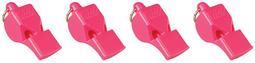 Fox 40 Classic Safety 3-Chamber Pealess Whistle, Pink (4-Pack)
