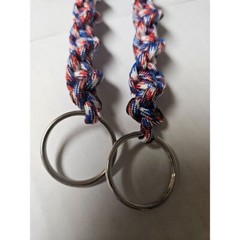 Paracord Keychain DNA Twist Veteran Made Red White Blue