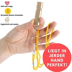 Two Hygienic Signal Whistles, Whistle in Silver and Gold with Keys…