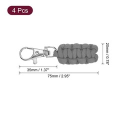 4pcs Paracord Zipper Pulls, Paracord Lanyard Keychain for Backpacks, Gray