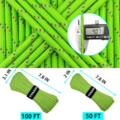 VVAAGG Reflective Paracord Rope 100FT, 7 Strand Nylon Para Cord Lanyard Utility