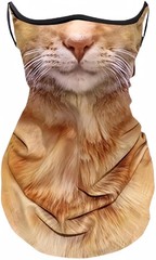 YJPPDD Cute Bandana Face Mask, 3D Animal Neck One Size, Orange Pussycat