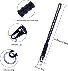 Heavy Duty Braided 550 Paracord Neck Lanyard Keychain for Men Women Outdoor Surv