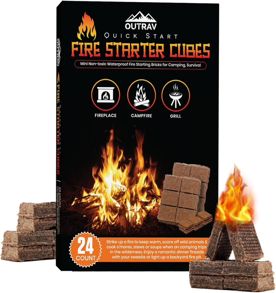 Fire Starter Cubes, Charcoal Firestarter Squares for Lighting Fireplace, Wood St