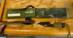 Knife Survival Hunting Black Blade w/ Steel Flint Fire Starter Sheath Camping