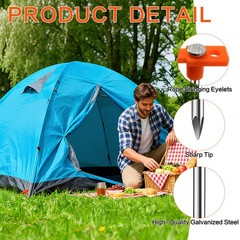 Zmpkhba 16 Pack Tent Stakes, Galvanized Non-Rust Camping Pegs, Orange
