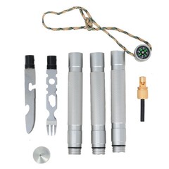 Camping Survival Tool Kit Modular Stick Fire Starter Compass Fork Knife Hiking