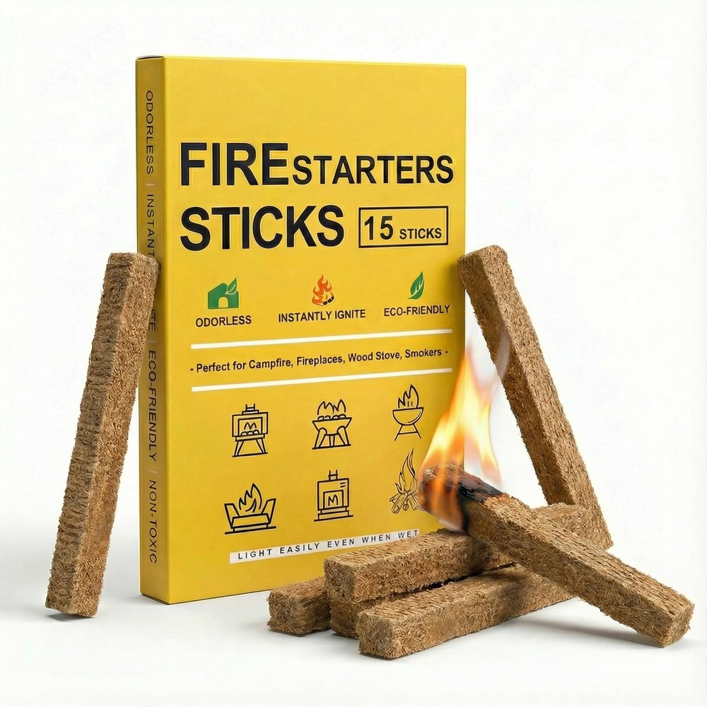 Natural Fire Starter Sticks: Quick Start Starters for Grills 15 Sticks