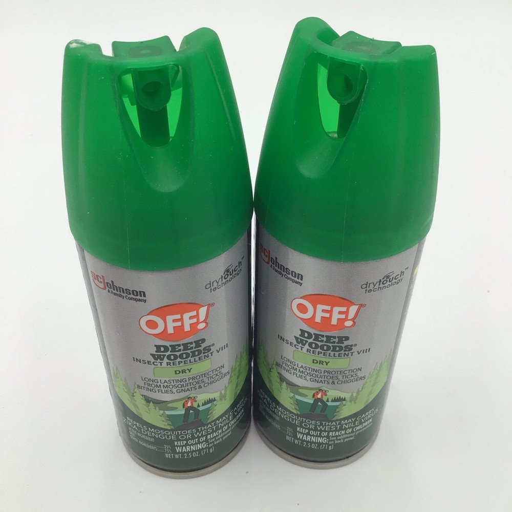 Lot of 2 OFF! Deep Woods Dry Spray Insect Repellent Aerosol Mosquito Tick Travel