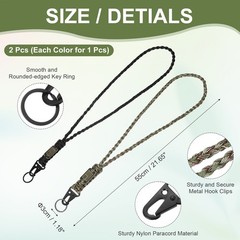 Paracord Keychain Carabiners Clip, 4Pcs& 21.7/6″ & Black/Army Green Camouflage