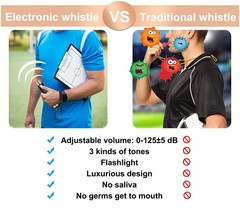 Electronic Whistle with LED Flashlight – Rechargeable Handheld Whistle, Adjus…