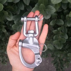 5 Inch Jaw Swivel Eye Shackle Marine Grade Stainless Steel 316,Silver Tone -1…