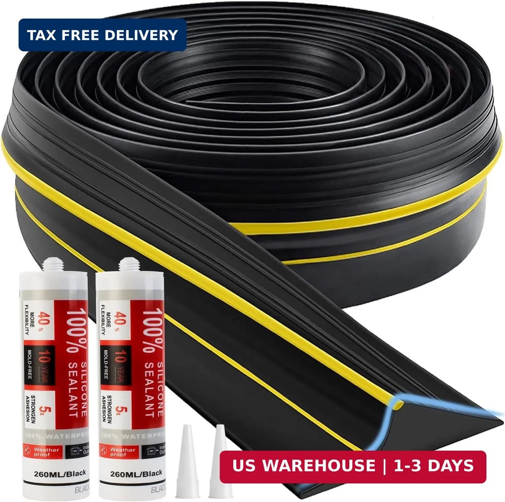 Universal Garage Door Threshold Seal Strip 20FT Kit, Bottom Waterproof Rubber We